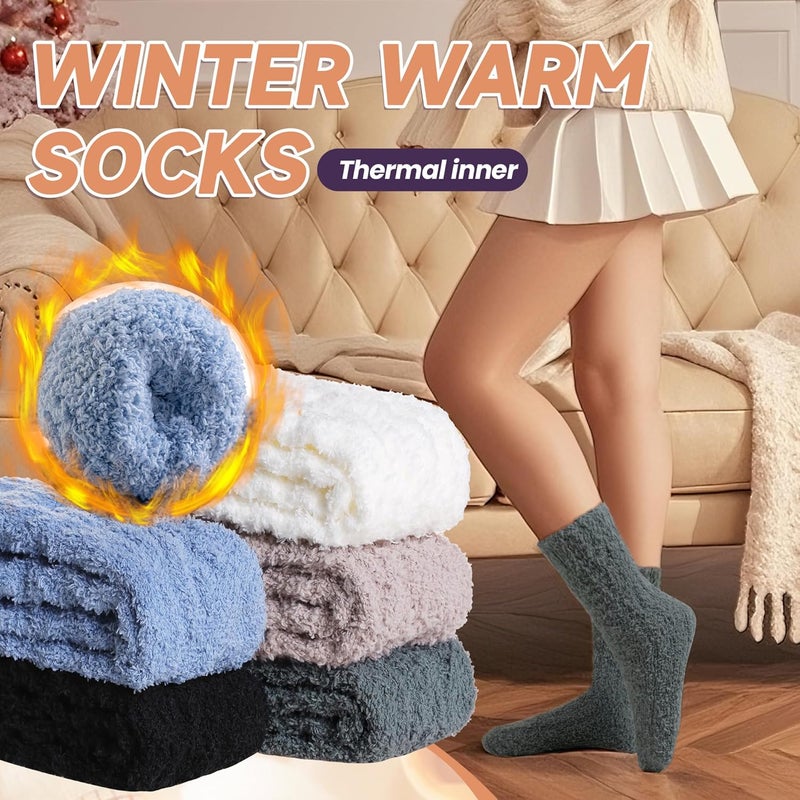 AMENLAN Store Women Fuzzy Slipper Socks Winter Microfiber Soft Cozy Plush Fluffy Socks Warm Comfy Thermal Home Sleeping Socks - Image 2